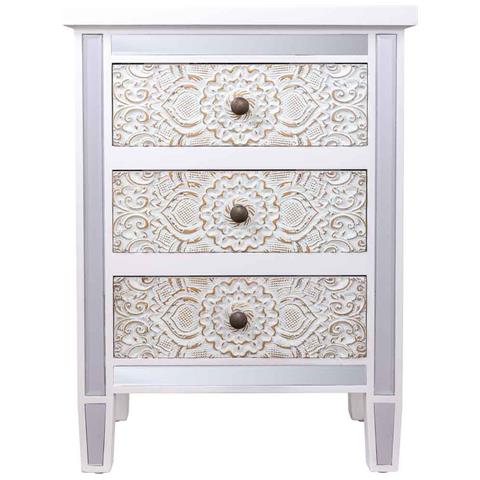 Tavolino In Legno E Vetro Con 3 Cassetti 48x30x66 - Foto 2