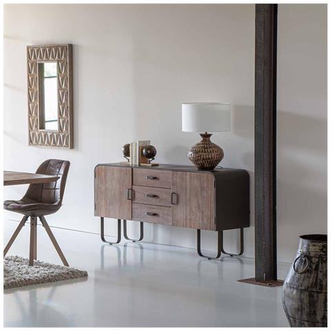 Credenza In Legno E Metallo Nero 145x47x76,5h Cm - Foto 2