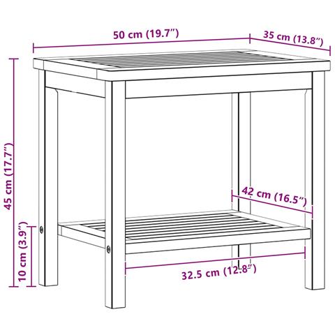 Tavolo laterale Olio Naturale 50 x 35 x 45 cm - Foto 8
