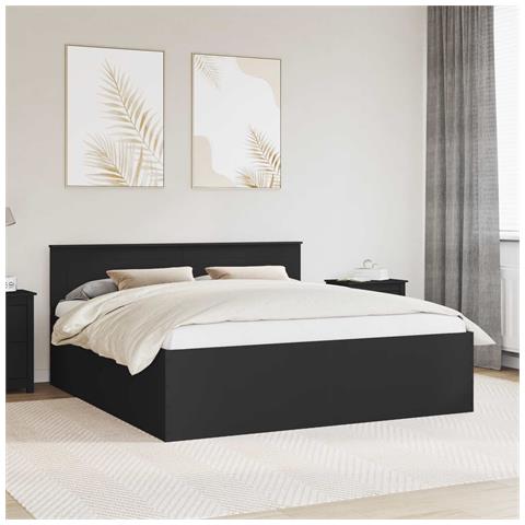 Struttura del letto Nero 200 x 200 cm Legno multistrato - Foto 2