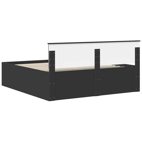 Struttura del letto Nero 200 x 200 cm Legno multistrato - Foto 9