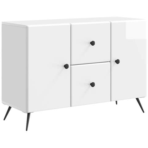Credenza Bianco Lucido 89 x 34,5 x 60 cm Legno ingegnerizzato - Foto 1