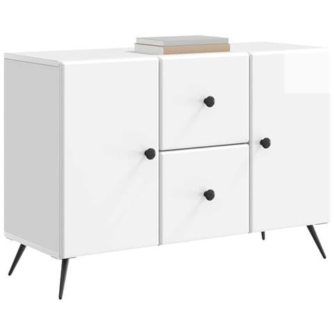 Credenza Bianco Lucido 89 x 34,5 x 60 cm Legno ingegnerizzato - Foto 2
