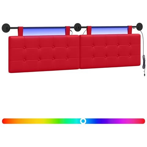 Testiera sospesa Con luce LED Rosso Similpelle - Foto 1
