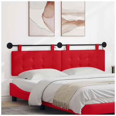 Testiera sospesa Con luce LED Rosso Similpelle - Foto 2