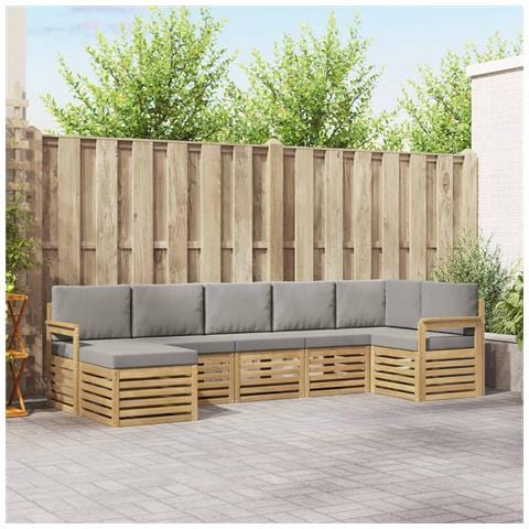 Set di divani da esterno 6 pcs Bianco e Grigio Chiaro - Foto 2