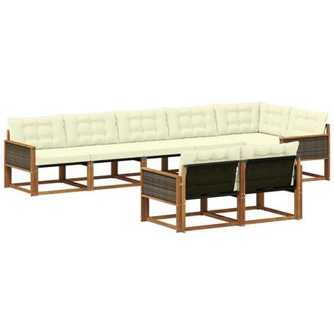 Set di divani da esterno con cuscino 8 pcs Naturale e Crema - Foto 1