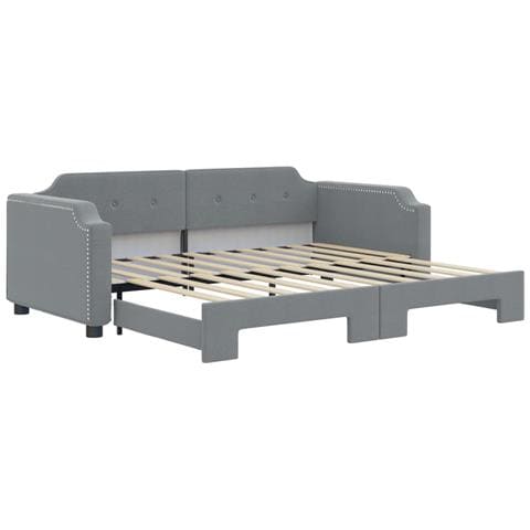 Divano Letto con Letto Estraibile Grigio Chiaro 100x190 Tessuto - Foto 1