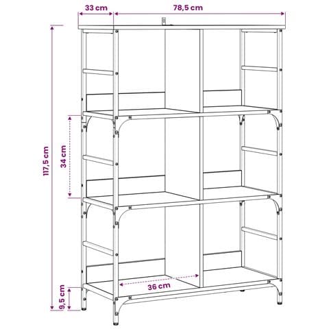 Libreria Rovere artigianale 78,5 x 33 x 117,5 cm metallo PB - Foto 6