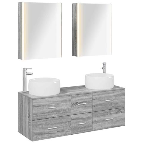 Set di mobili per il bagno 5 pcs Sonoma grigio - Foto 1