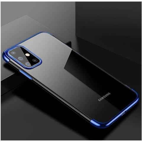 Custodia In Tpu Gel Con Cornice Galvanica Trasparente, Per Samsung Galaxy A72 4g Blu - Foto 2