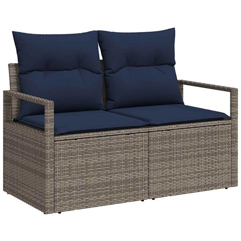 Set di divani 8 pz Grigio e Blu Navy Rattan sintetico e Acciaio - Foto 2