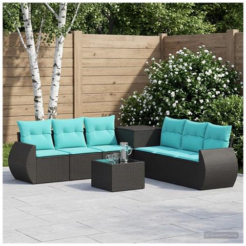 Set di divani 8 pz Nero e Blu Rattan sintetico e Acciaio - Foto 10