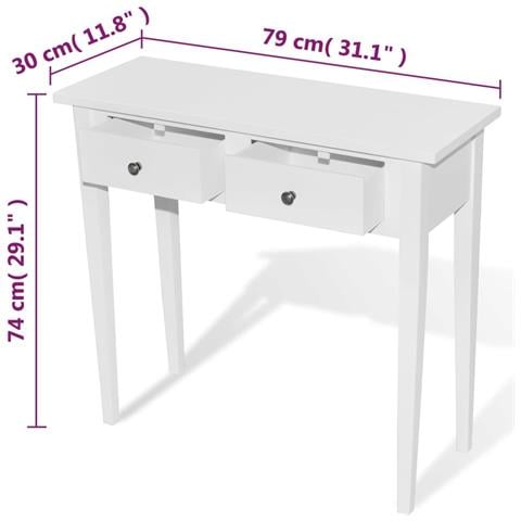Tavolo Consolle Con 2 Cassetti Bianco - Foto 6