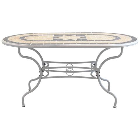 Tavolo Ovale Fisso In Ferro 160 X 90 Piano In Mosaico Per Esterno Giardino, Portico, Ristorante, Gelateria Bar Hotel Albergo - Foto 2