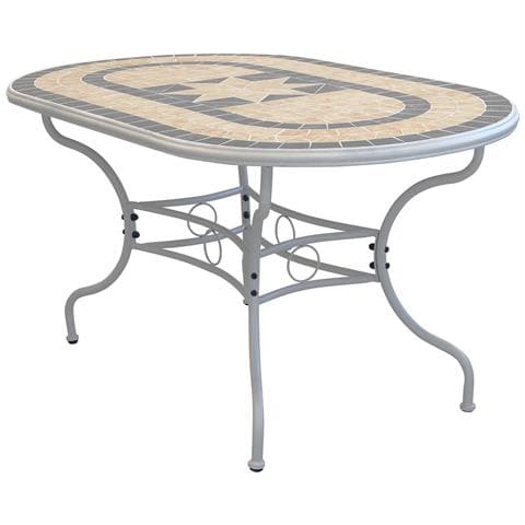Tavolo Ovale Fisso In Ferro 160 X 90 Piano In Mosaico Per Esterno Giardino, Portico, Ristorante, Gelateria Bar Hotel Albergo - Foto 1