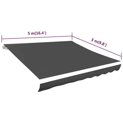 Tendone Parasole in Tela Antracite 500x300 cm - Foto 5