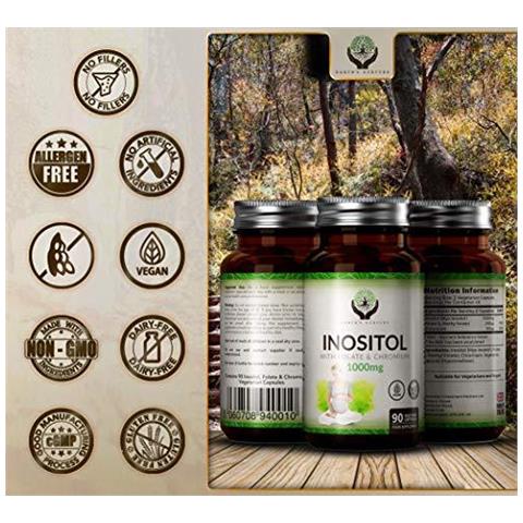 It Myo Inositolo Cromo Miscela Folato 1000mg Inositolo Per Dose 90 Vegan Capsule Supplementi Per Supporto Femminile Vitamine Per Le Donne Non Ogm Glutine E Allergeni Gratis Made In Uk - Foto 2