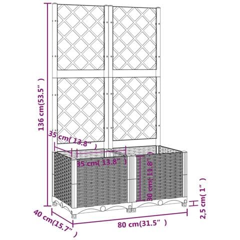 Fioriera Da Giardino Con Graticcio Grigio Scuro 80x40x136 Cm Pp - Foto 7