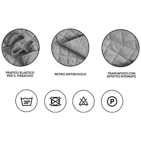 Copridivano Trapuntato Impermeabile Antimacchia Mod. Imperiale Pitonato Panna 4 Posti Panna - Foto 6