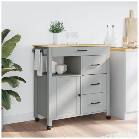 Carrello Da Cucina Monza 84x40x90 Cm In Legno Massello Di Pino - Foto 3