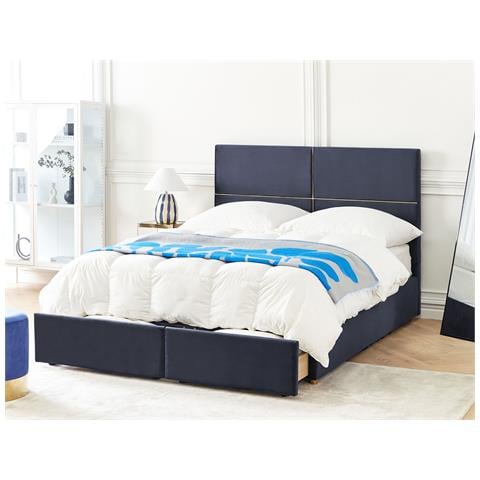 Letto Matrimoniale Con Contenitore Velluto Nero 160 X 200 Cm Vernoyes - Foto 1