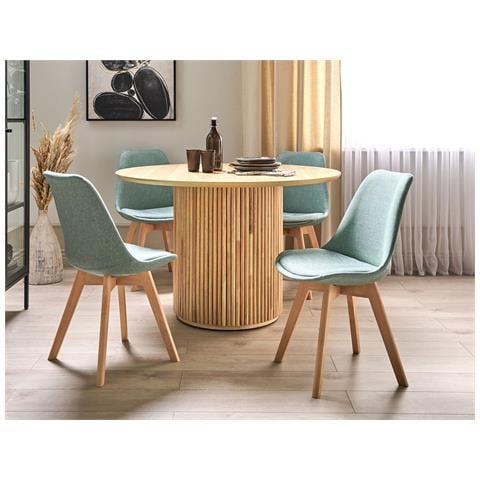 Set Di 2 Sedie Da Pranzo Legno E Tessuto Verde Menta Dakota Ii - Foto 1