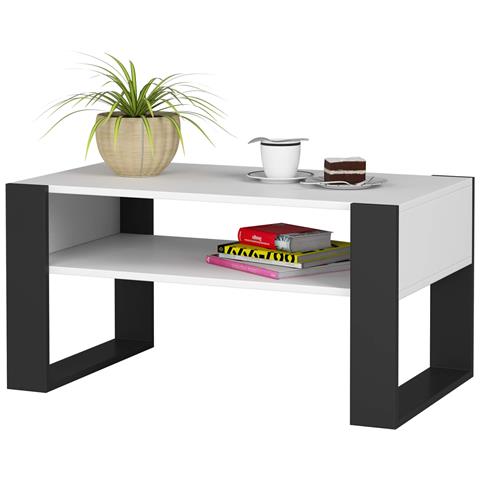 Tavolino da caff? DOMI, 92x53x45 cm, Colore Bianco e Nero - Foto 2