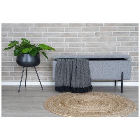 Panca Con Portaoggetti Watford - Grigio - Poliestere - 36,5x95x46 Cm - Foto 2