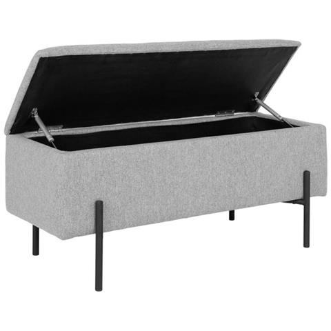Panca Con Portaoggetti Watford - Grigio - Poliestere - 36,5x95x46 Cm - Foto 4