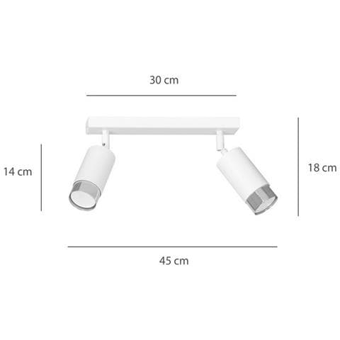 Lampada A Soffitto Hiro - Bianco, Cromo - Acciaio Verniciato A Polvere - 30x19x6 Cm - Foto 8