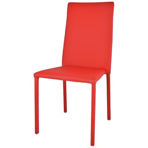 Sedia Impilabile Modello Julia Per Cucina Bar E Sala Da Pranzo, Robusta Struttura In Acciaio Imbottita E Rivestita In Finta Pelle Colore Rosso - Foto 1