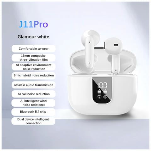 Auricolari Wireless Tws Con Cancellazione Del Rumore A 6 Microfoni, J11 Pro White - Foto 2