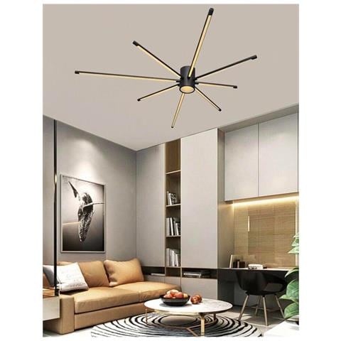 Lampadario Da Soffitto Plafoniera Led Luce Calda 42 Watt Stile Moderno Nero Pn27 - Foto 1