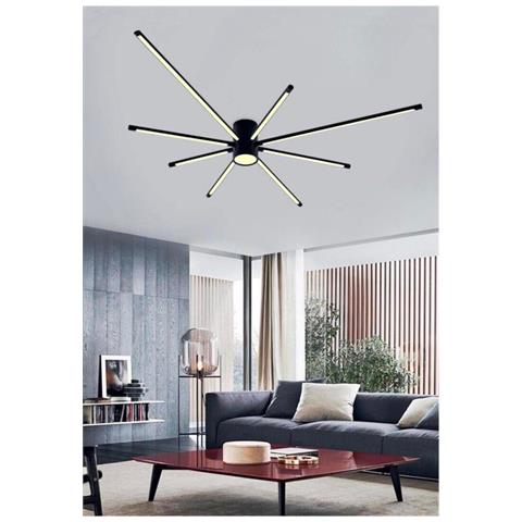 Lampadario Da Soffitto Plafoniera Led Luce Calda 42 Watt Stile Moderno Nero Pn27 - Foto 2