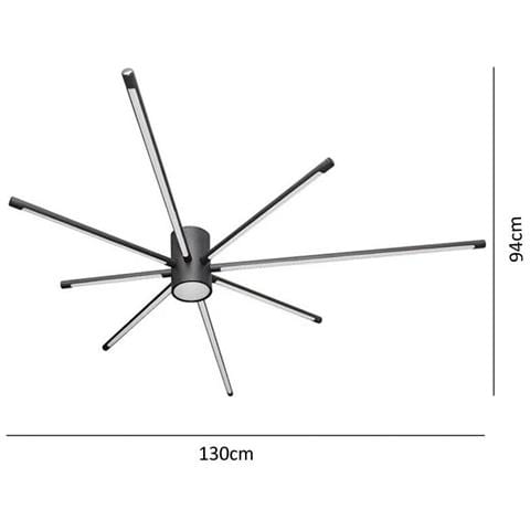 Lampadario Da Soffitto Plafoniera Led Luce Calda 42 Watt Stile Moderno Nero Pn27 - Foto 6