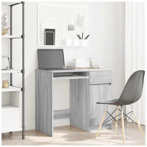 Scrivania Grigio Sonoma 86x49x76 cm in Legno Multistrato - Foto 1