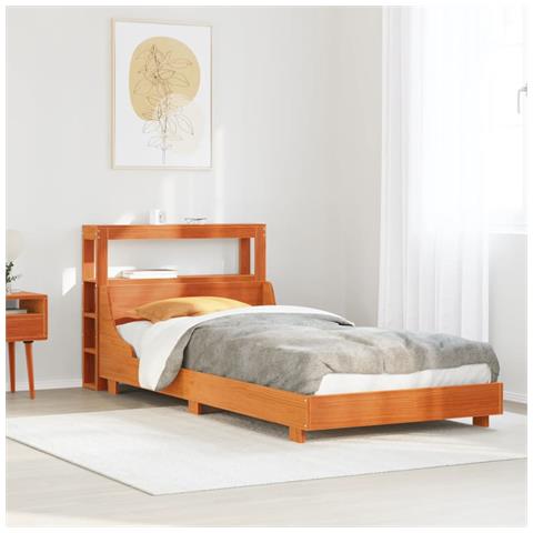 Letto Senza Materasso Marrone Cera 75x190 Cm In Legno Di Pino - Foto 1