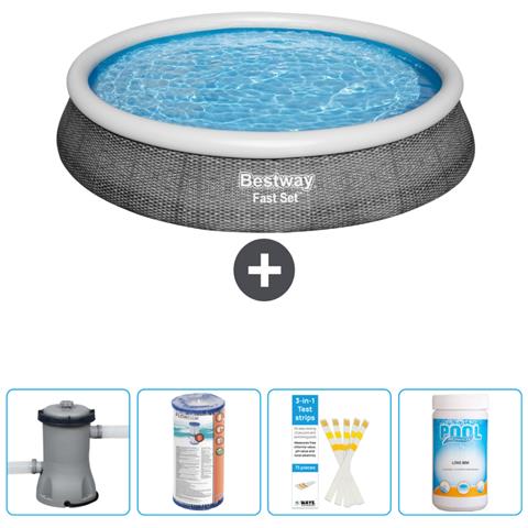 Piscina Fuori Terra - In Giro - 396x84 Cm - Grigio - Include Accessori Coordinati Cb49 - Foto 1