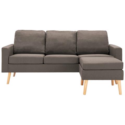 Divano A 3 Posti Con Poggiapiedi Grigio Talpa In Tessuto - Foto 2