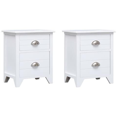 Set Comodini 2 Pz Con 2 Cassetti Bianchi - Foto 1