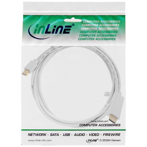 Cavo Mini DisplayPort M a HDMI M, 1,5m, 4K2K, con Audio, bianco - Foto 2