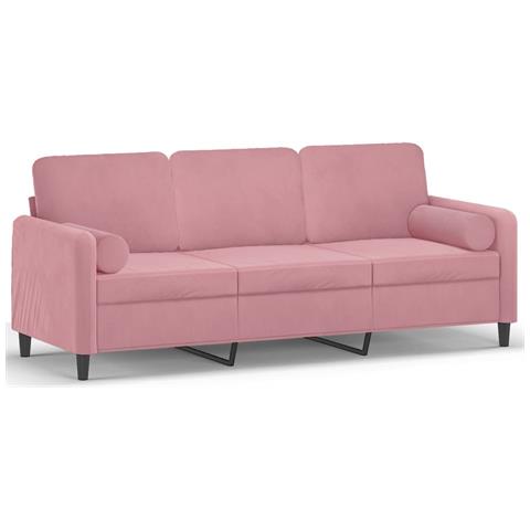 Divano a 3 Posti con Cuscini Rosa 180 cm in Velluto - Foto 1