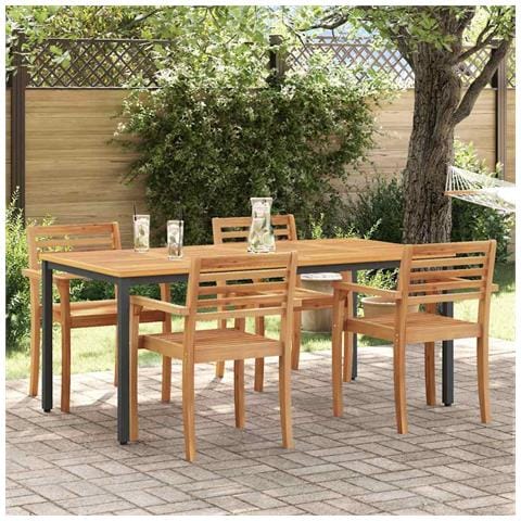 Tavolo da giardino  180x90x75 cm in legno massello di acacia e metallo - Foto 2