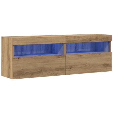 Armadi per TV con luci LED 2 pz Rovere Artigianale 60x30x40 cm - Foto 1