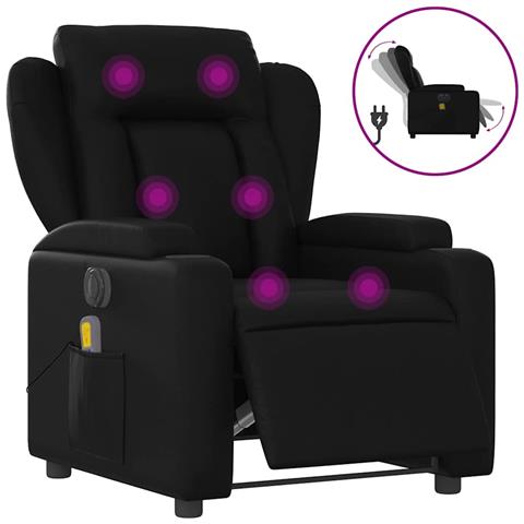 Poltrona Massaggiante Reclinabile Elettrica Nera in Similpelle - Foto 1