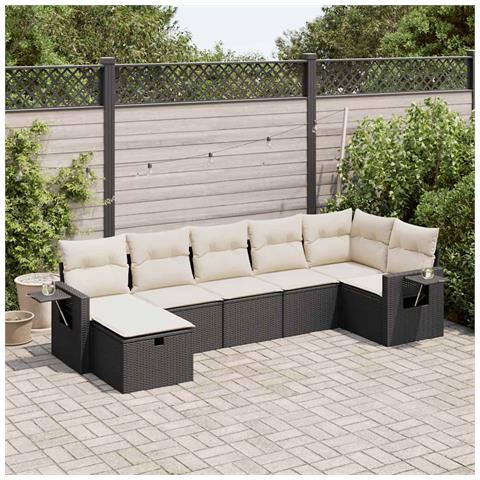 Set Divani da Giardino con Cuscini 7pz Nero Polyrattan - Foto 2