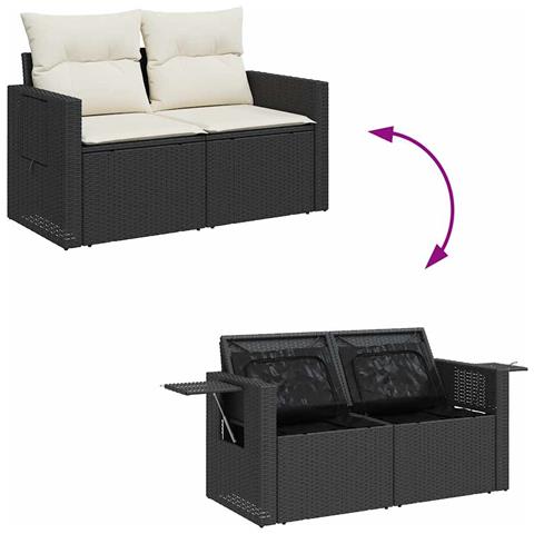 Set Divani da Giardino con Cuscini 7pz Nero Polyrattan - Foto 9