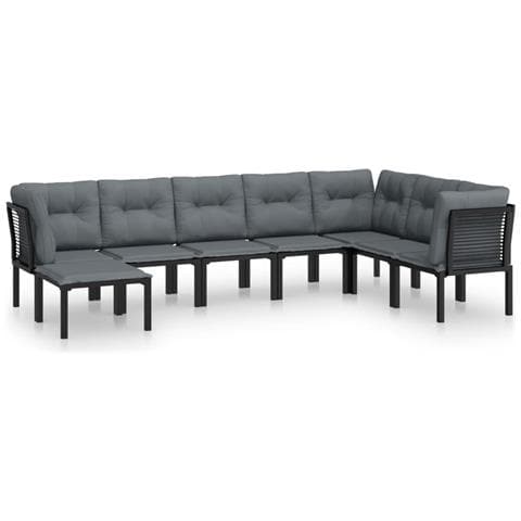 Set Salotto da Giardino 8 pz Nero e Grigio in Polyrattan - Foto 1