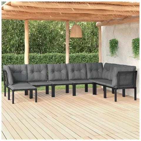 Set Salotto da Giardino 8 pz Nero e Grigio in Polyrattan - Foto 2